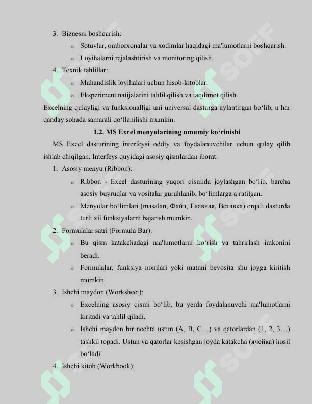 MS EXCEL DASTURI VA UNING AHAMIYATI, IMKONIYATLARI 7