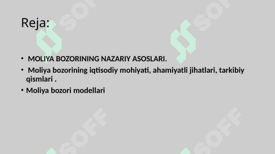 Moliyaviy  bozorlar,institutlar va instrumentlar” faniga kirish 2