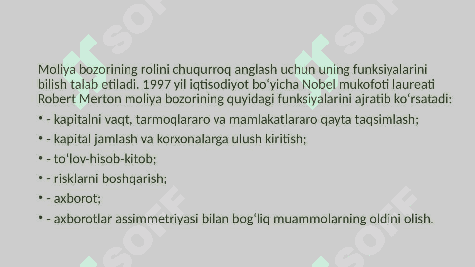 Moliyaviy  bozorlar,institutlar va instrumentlar” faniga kirish 8