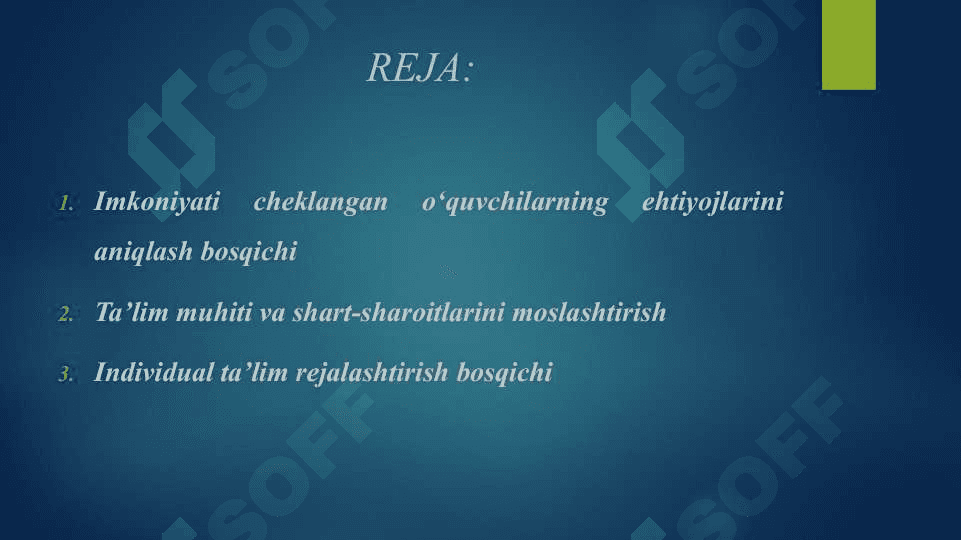 INKLUZIV TA'LIMDA IMKONIYATI CHEKLANGAN O'QUVCHILARNING AKADEMIK-IJTIMOIY FAOLIYATINI TASHKIL ETISHNING BOSQICHLARI (KOMPONENTLARI) 2