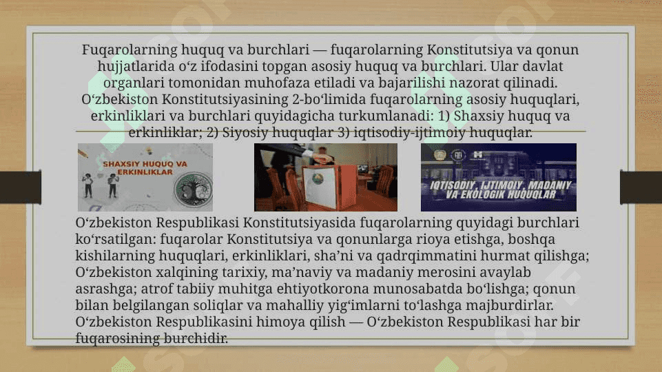 Fuqarolarning  shaxsiy huquq va erkinliklari , uning konstitutsiyada mustahkamlanishi 3