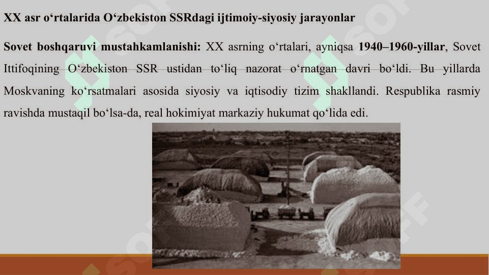 XX ASR O'RTALARIDA OZBEKISTON SSR DAGI IJTIMOIY SIYOSIY JARAYON 3