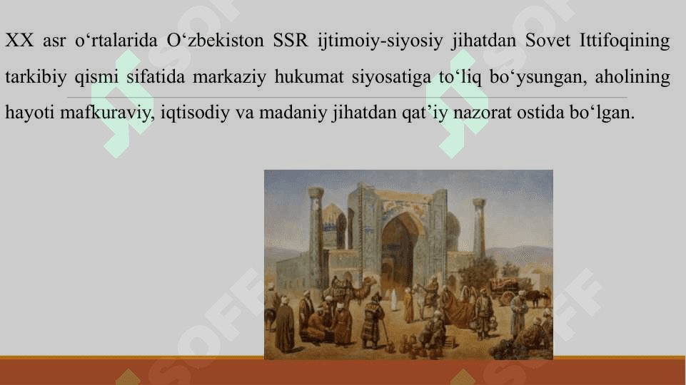 XX ASR O'RTALARIDA OZBEKISTON SSR DAGI IJTIMOIY SIYOSIY JARAYON 7