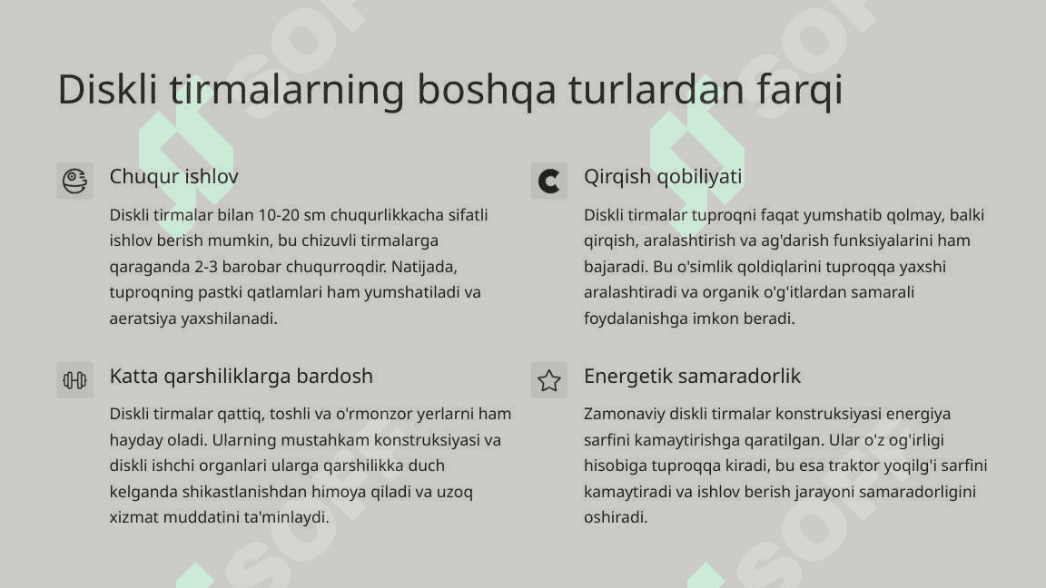 Diskli tirmalarning tasniflanishi va konstruksiyasining asosiy elementlari. 5