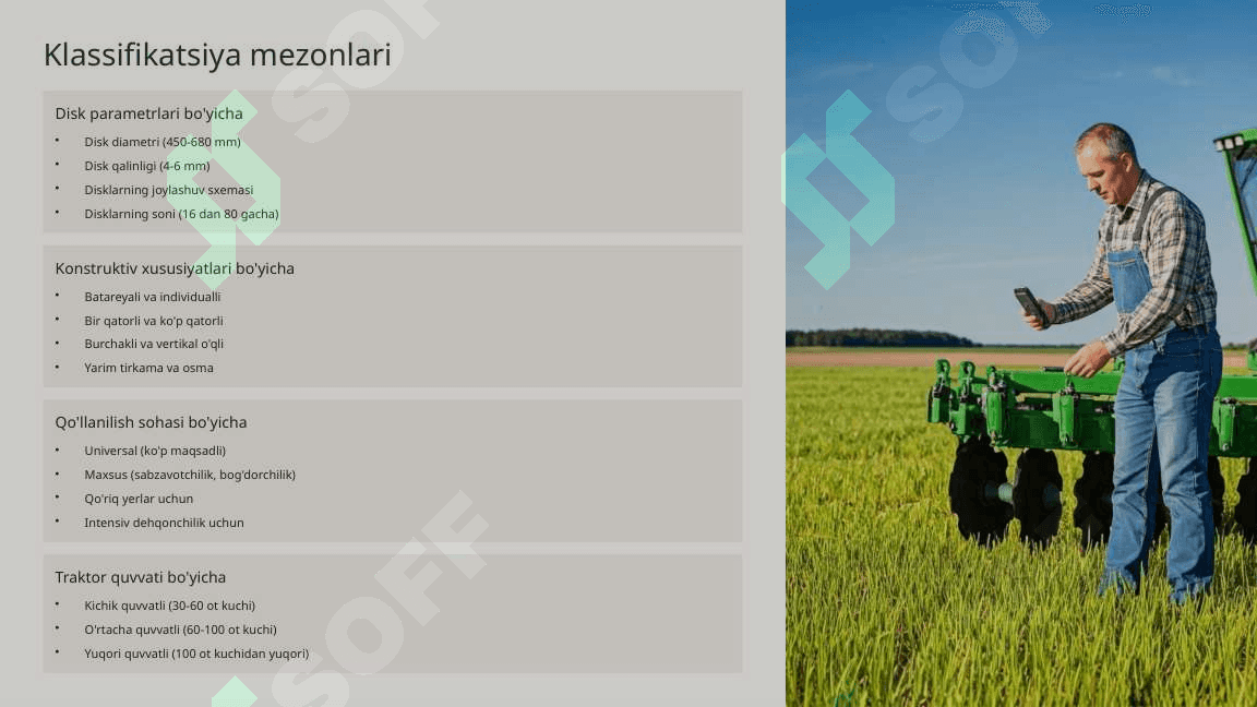 Diskli tirmalarning tasniflanishi va konstruksiyasining asosiy elementlari. 7