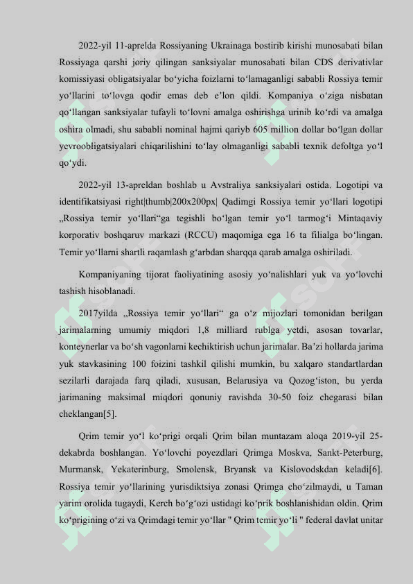 ROSSIYADA TEMIR YO'L TRANSPORTINING RIVOJLANISH TARIXI 2