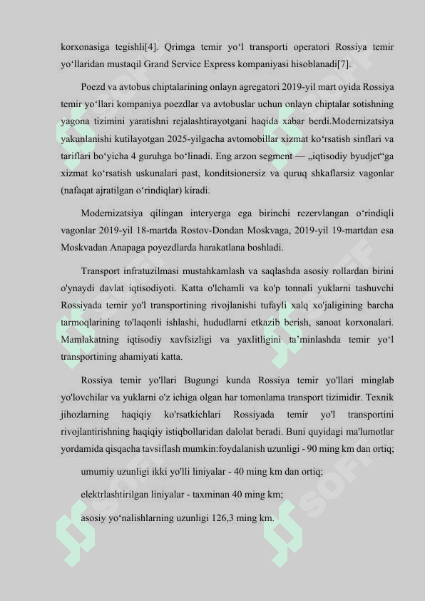 ROSSIYADA TEMIR YO'L TRANSPORTINING RIVOJLANISH TARIXI 3