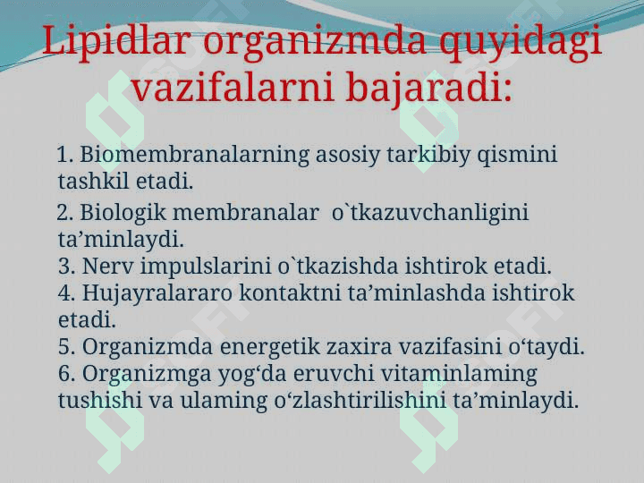 Lipidlаr. Tuzilishi, funksiyasi vа metаbolizmi 3