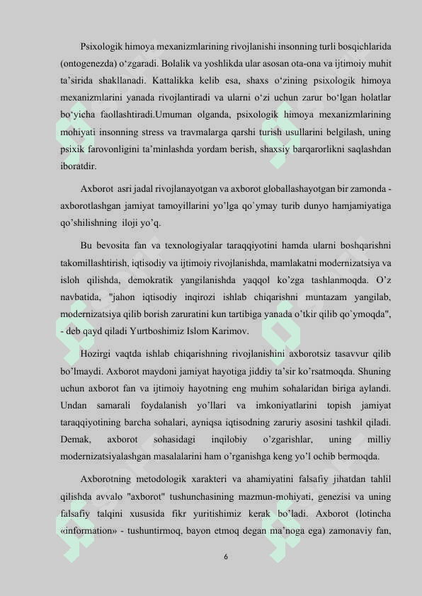PSIXOLOGIK HIMOYA MEXANIZMLARI 6