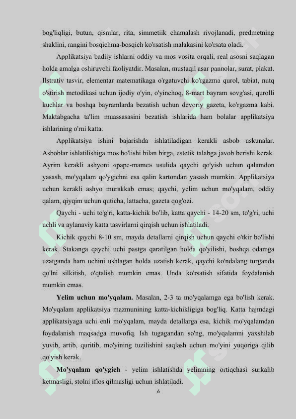 Maktabgacha taʼlim tashkilotida bolalarni applikatsiya qilishga o'rgatish. 6