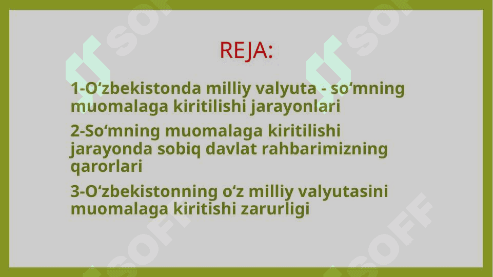 O'zbekiston Respublikasining milliy valyutasi 2