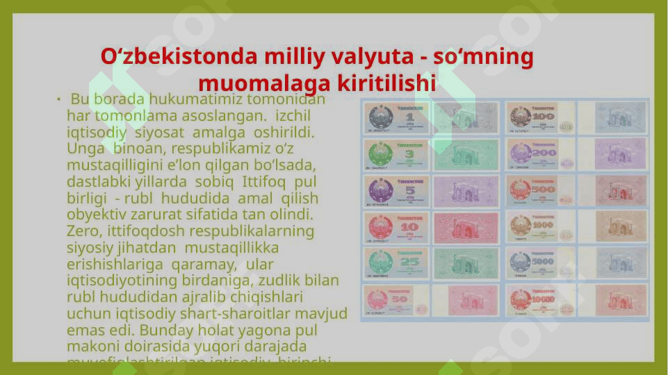 O'zbekiston Respublikasining milliy valyutasi 5