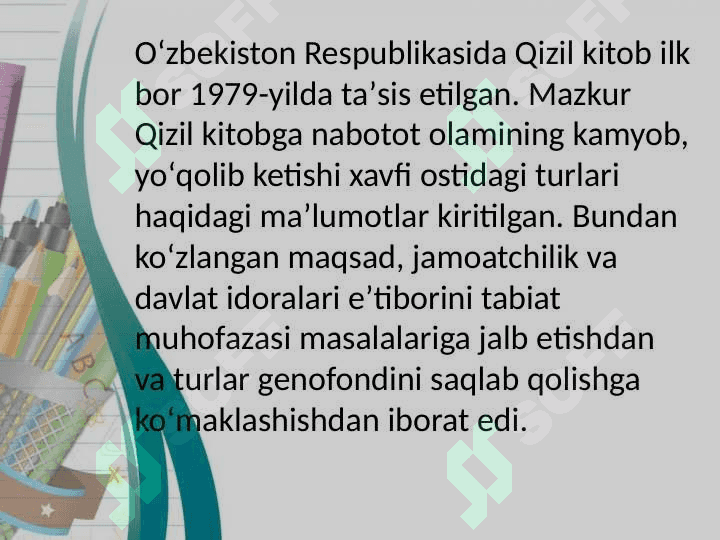 Qizil kitobga kiritilgan oʻsimlik turlari. 4