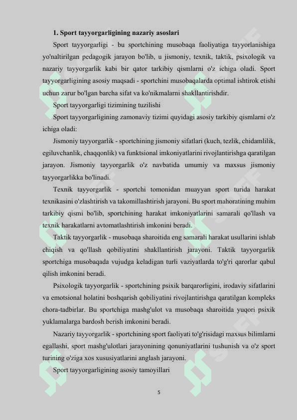 Sportchi umumiy va maxsus tayyorgarligining birligi 5