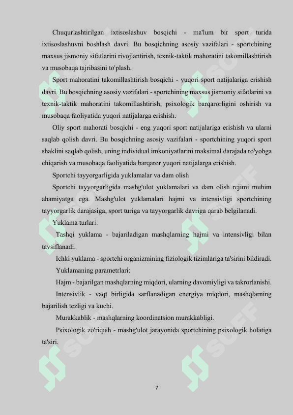 Sportchi umumiy va maxsus tayyorgarligining birligi 7