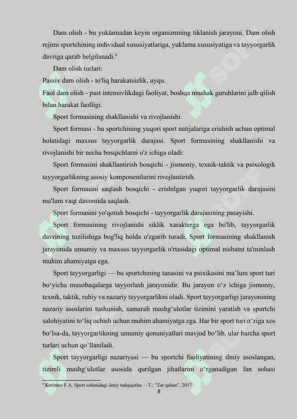 Sportchi umumiy va maxsus tayyorgarligining birligi 8