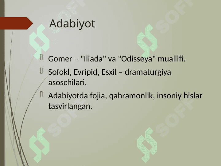 QADIMGI YUNONISTON MADANIYATI, SIVILIZATSIYASI VA TARIXI 6