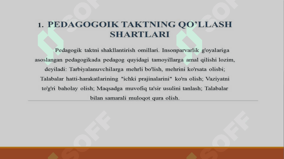 pedagogik taktni qoʻllash shartlari. 4