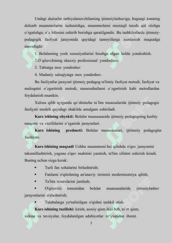 BOLALAR MUASSASASIDA IJTIMOIY PEDAGOGIKANING KASBIY MAQOMI VA VAZIFALARI 5