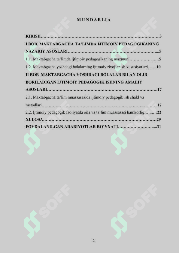 MAKTABGACHA TARBIYA YOSHIDAGI BOLALAR BILAN OLIB BORILADIGAN IJTIMOIY PEDAGOGIK FAOLIYAT 2