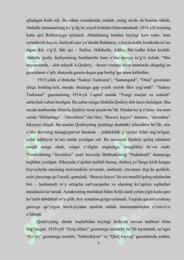 O'TKAN KUNLAR ASARI BIRINCHI ROMAN 6