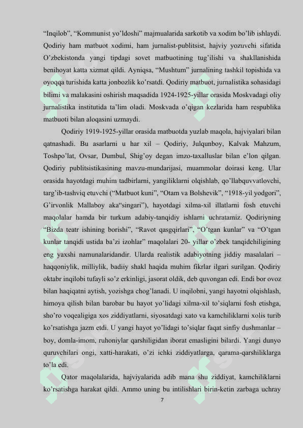O'TKAN KUNLAR ASARI BIRINCHI ROMAN 7
