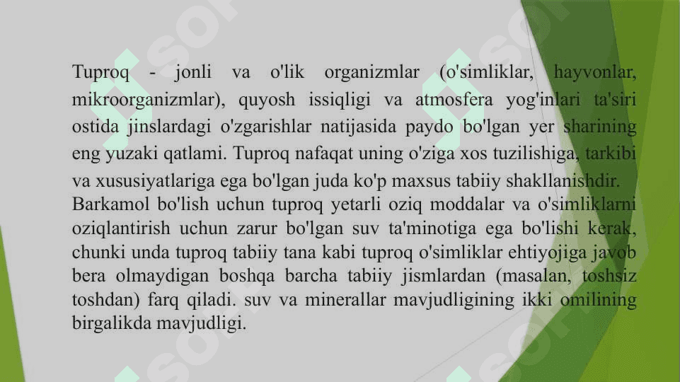 Tuproq – yer resuruslari, foydalanish holati va mahsuldorligini oshirish 4
