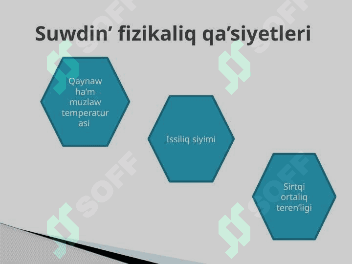 Tema : Suw qa’siyetleri ha’m biologiyaliq qa’siyetleri 4