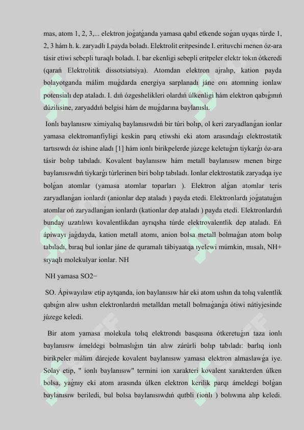 Tema:Anorganikaliq ionlar ha'm  olardin' funktsiyasi. 4
