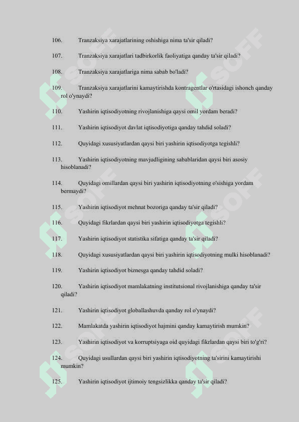 Institutsional iqtisodiyot fanidan yakuniy nazorat savollar 6