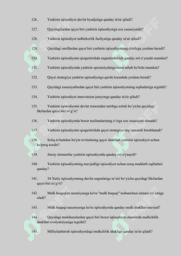 Institutsional iqtisodiyot fanidan yakuniy nazorat savollar 7
