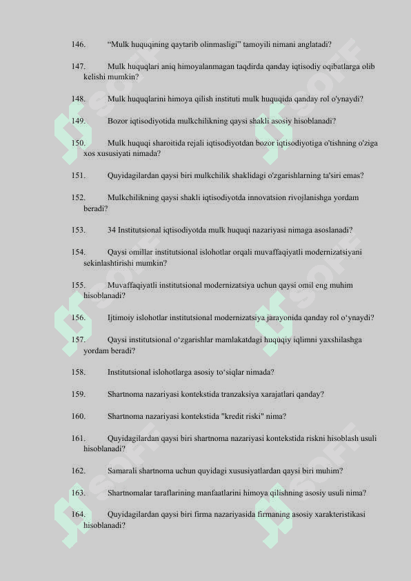 Institutsional iqtisodiyot fanidan yakuniy nazorat savollar 8