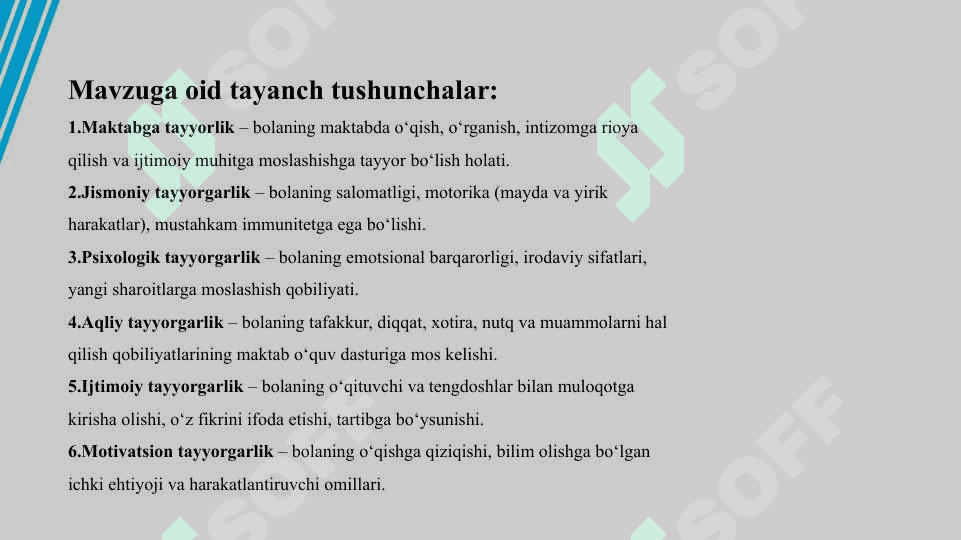 Bolaning maktab ta'limiga tayyorligi tushunchasi 5