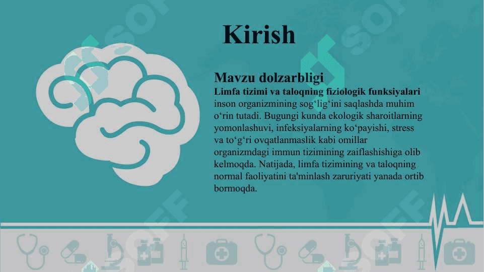 Limfa tizimining fiziologiyasi. Taloqning funksiyasi 3
