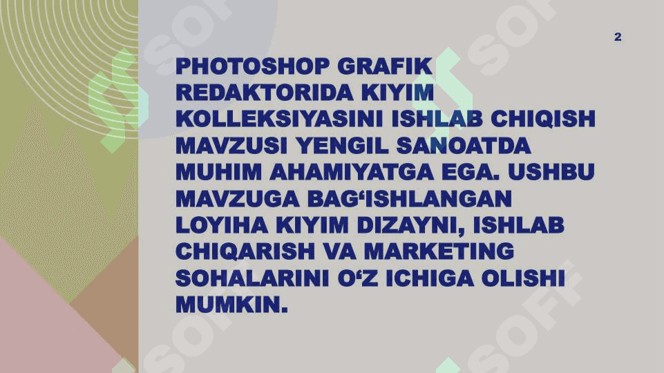 PHOTOSHOP GRAFIK REDAKTORIDA KIYIM KOLLEKSIYASINI ISHLAB CHIQISH. 2