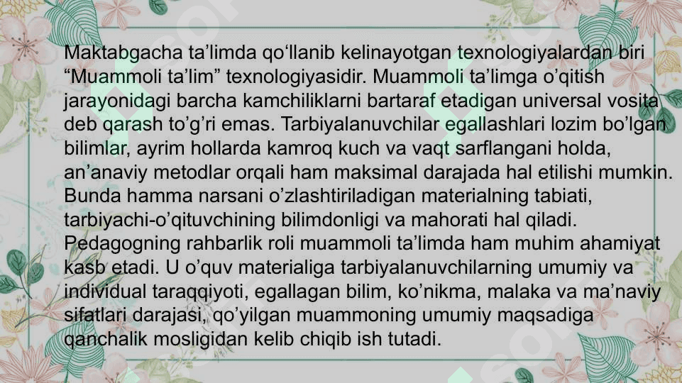 Maktabgacha taʼlimda muammoli taʼlimni tashkil etish bosqichlari 2