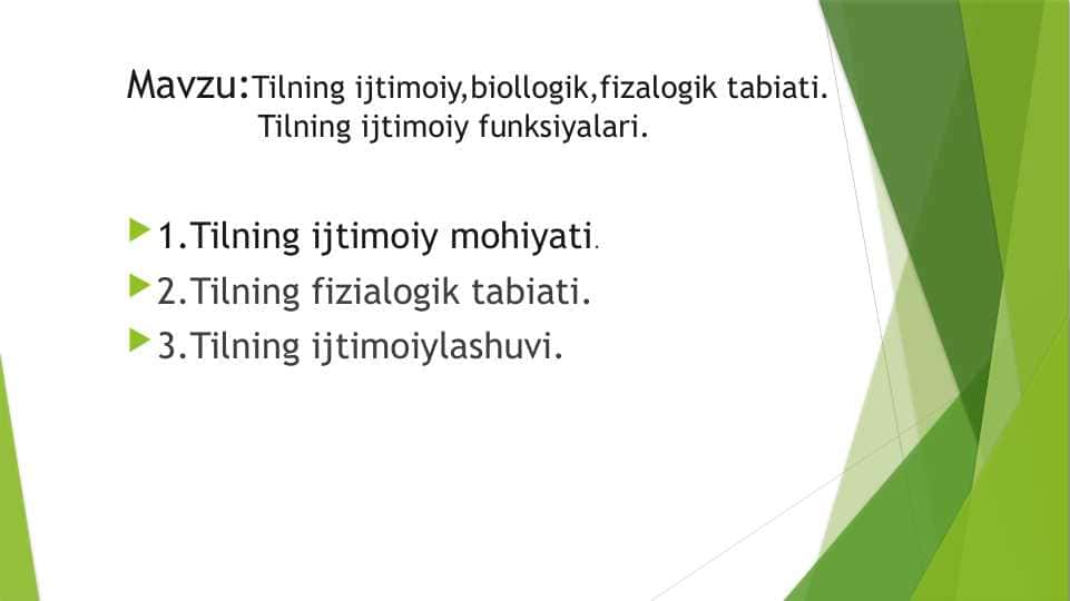 Tilning ijtimoiy,biollogik,fizalogik tabiati. Tilning ijtimoiy funksiyalari