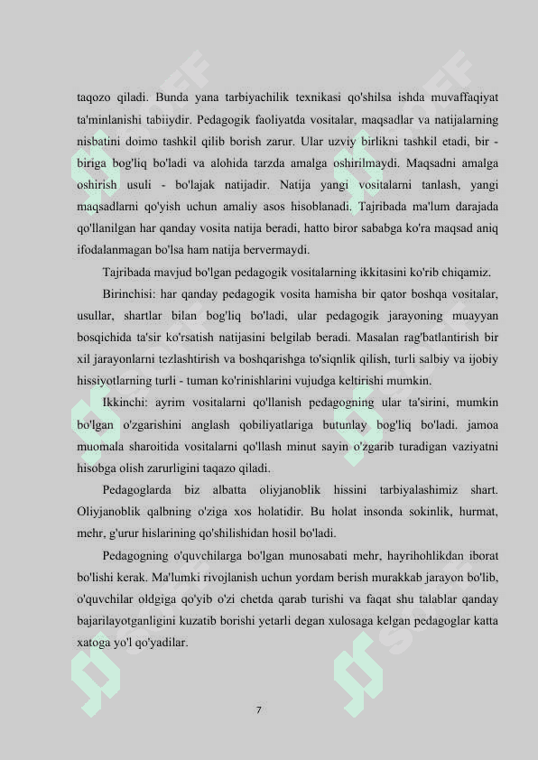 Sinf rahbarining o'quvchilarga bo'lgan munosabatida pedagogik mahoratning ahamiyati 7