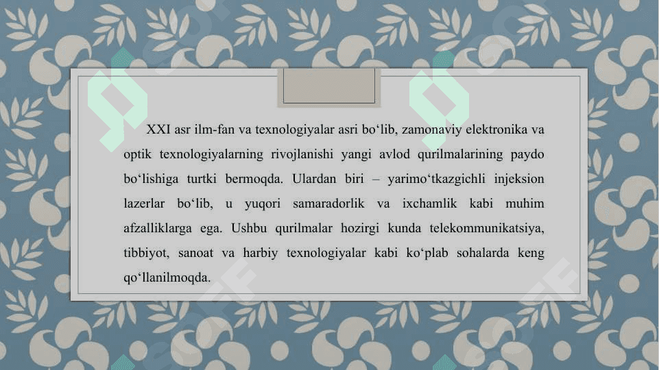 P-n oʻtishda ishlovchi injeksion lazer 2