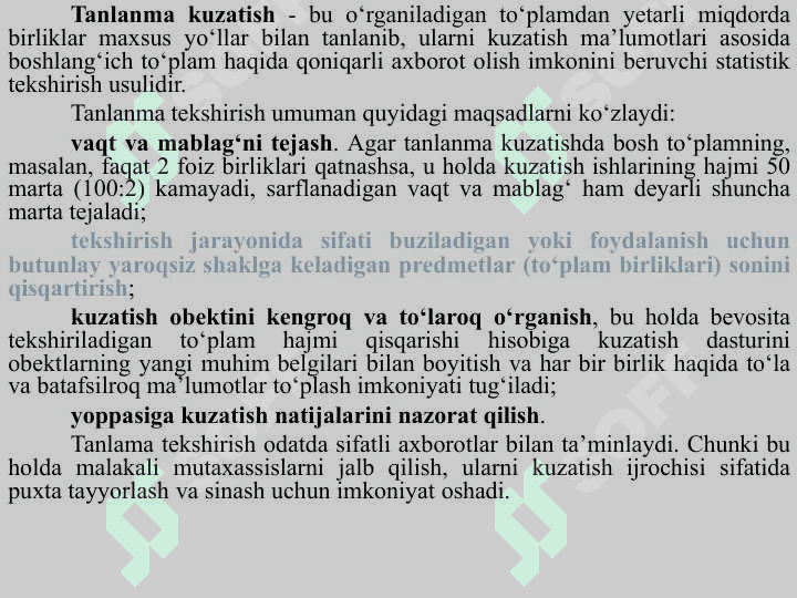 Tanlama kuzatish 4