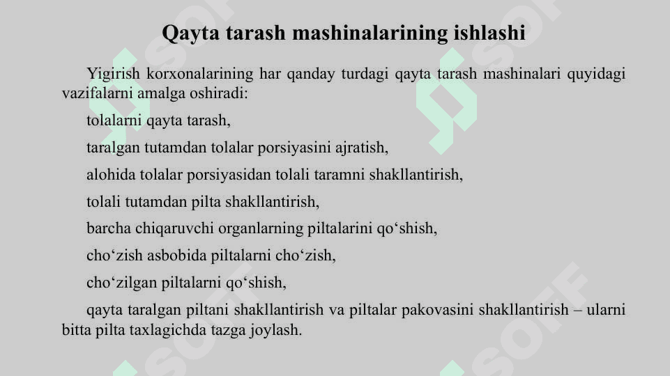 Qayta tarash mashinasining vazifasi, tuzilishi va ishlashi 4