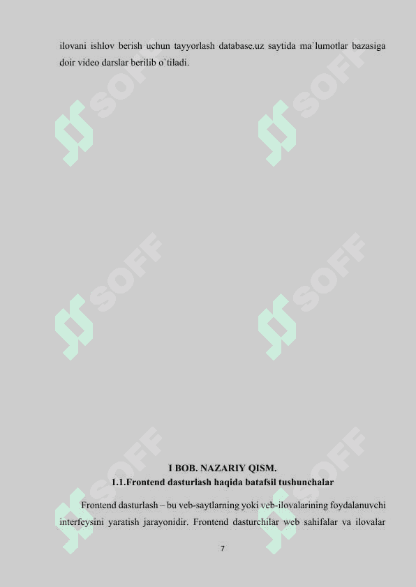 Ma`lumotlar bazasi fanidan test va amaliy topshiriqlar jamlangan web sayt ishlab chiqish 7