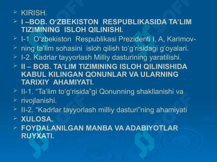 «MUSTAQILLIK YILLARIDA O‘ZBEKISTONDA TA’LIM TIZIMINING ISLOH QILINISHI» 2
