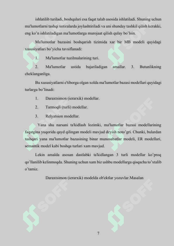 Sport anjomlari do‘konining ma’lumotlar bazasini yaratish. 7