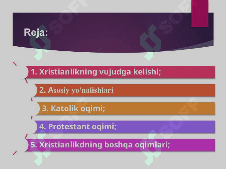 Xristianlikning paydo bo'lishi, aqidalari, asosiy yo'nalishlari, ta'limotlari va manbalari1 2