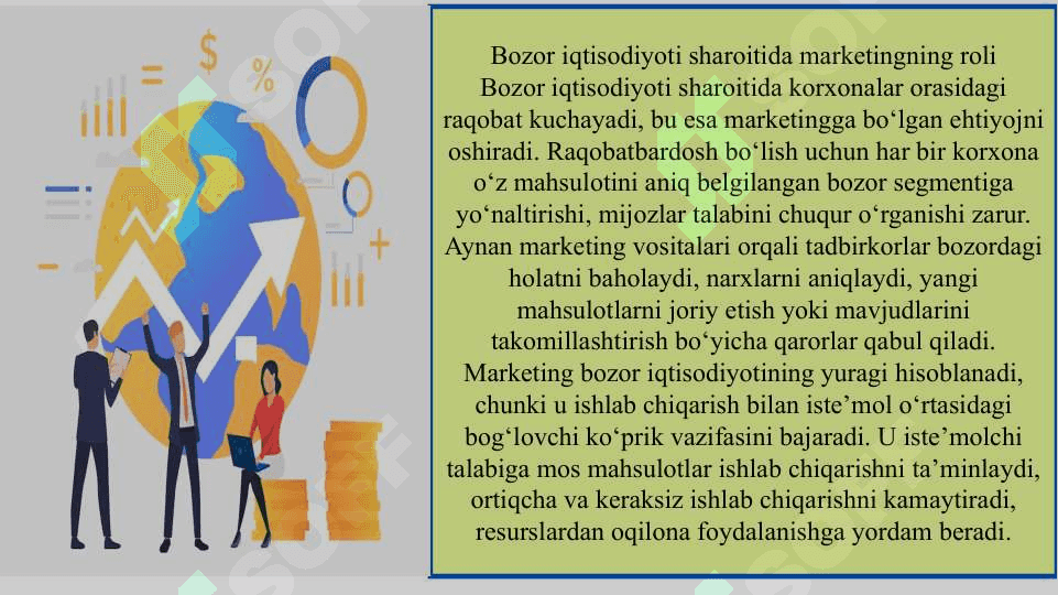 Oʻzbekistonda marketingni vujudga kelish va rivojlanishi – tadbirkorlik faoliyatining alohida turi sifatida  slayd 6