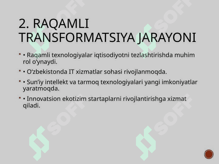 Axborot jamiyati rivojlantirish strategiyasi Oʻzbekistoning raqamli iqtisodiyot dasturi.pptx 6