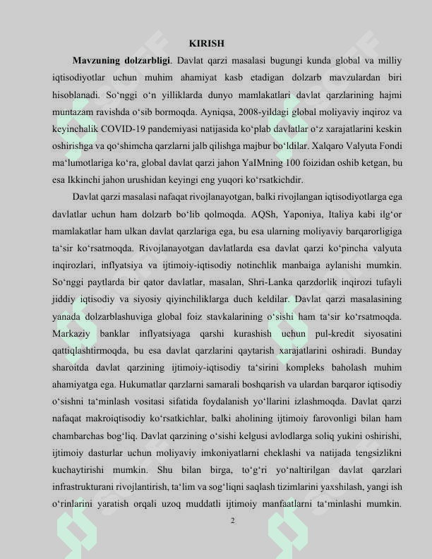 Davlat qarzining ijtimoiy iqtisodiy ahamiyati 2