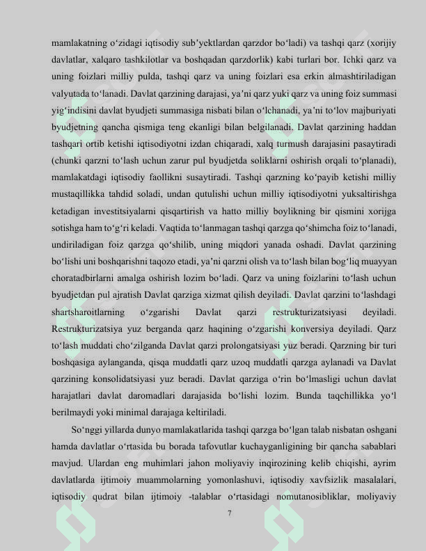 Davlat qarzining ijtimoiy iqtisodiy ahamiyati 7