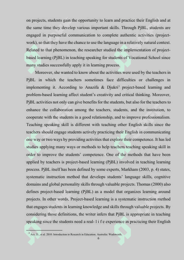 Incorporating Project-Based Learning in teaching speaking skills to 10th graders. 6
